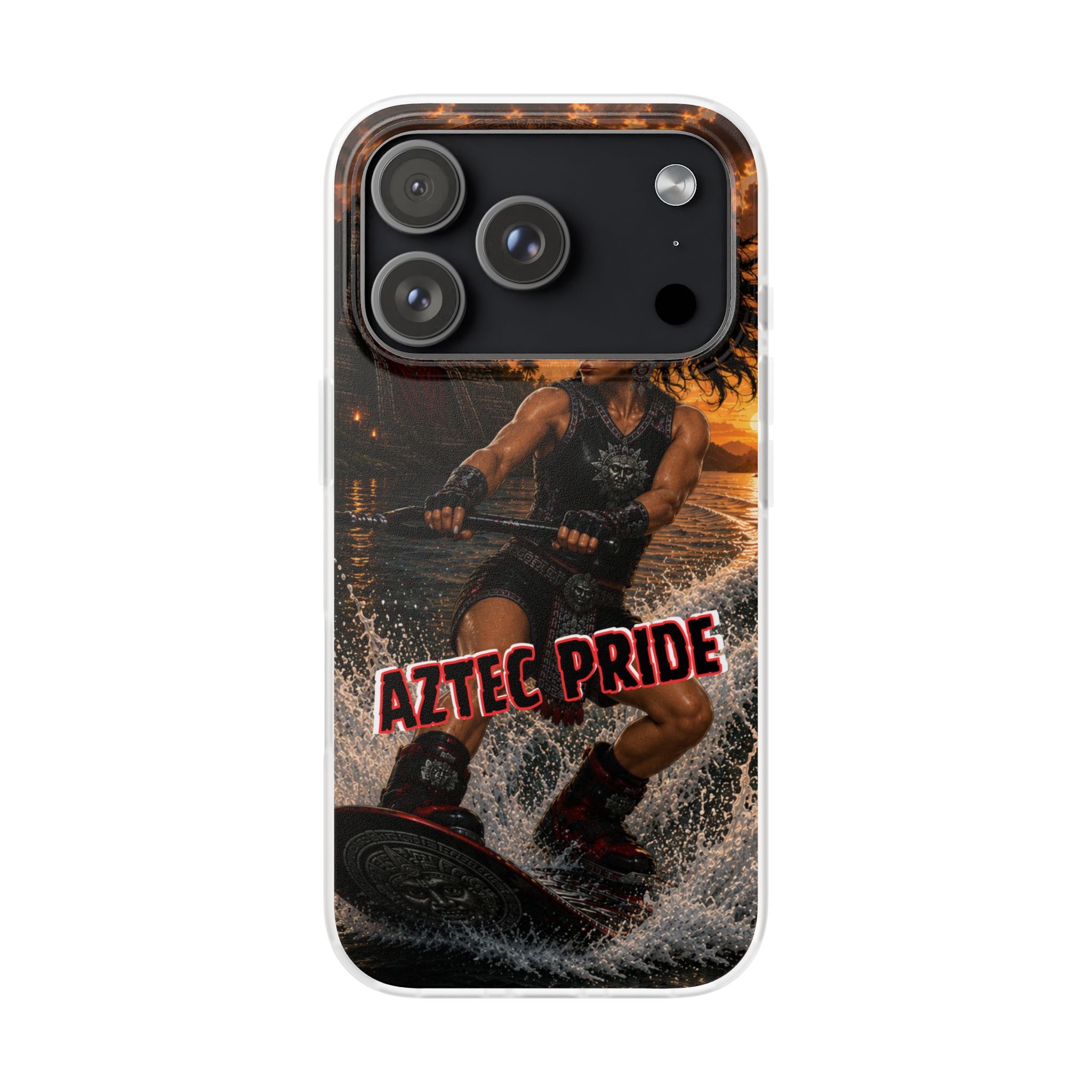 Aztec Wakeboard Female Warrior – Flexi Phone Case (iPhone & Samsung • Clear TPU • Made & Shipped in the USA • 🚚 FREE USA Shipping • Personalized Option)