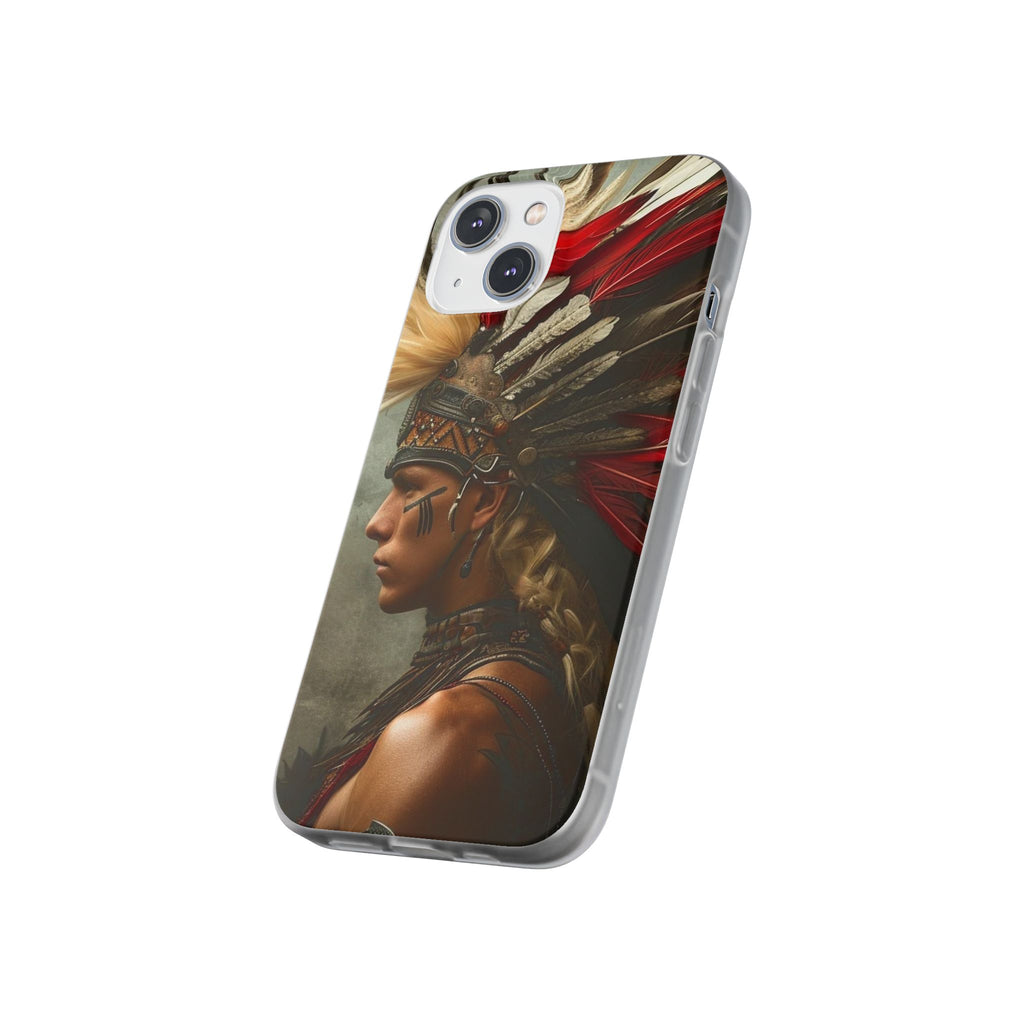 Aztec Storm Warrior – Flexi Phone Case (iPhone & Samsung • Clear TPU • Made in USA • Personalized Option)
