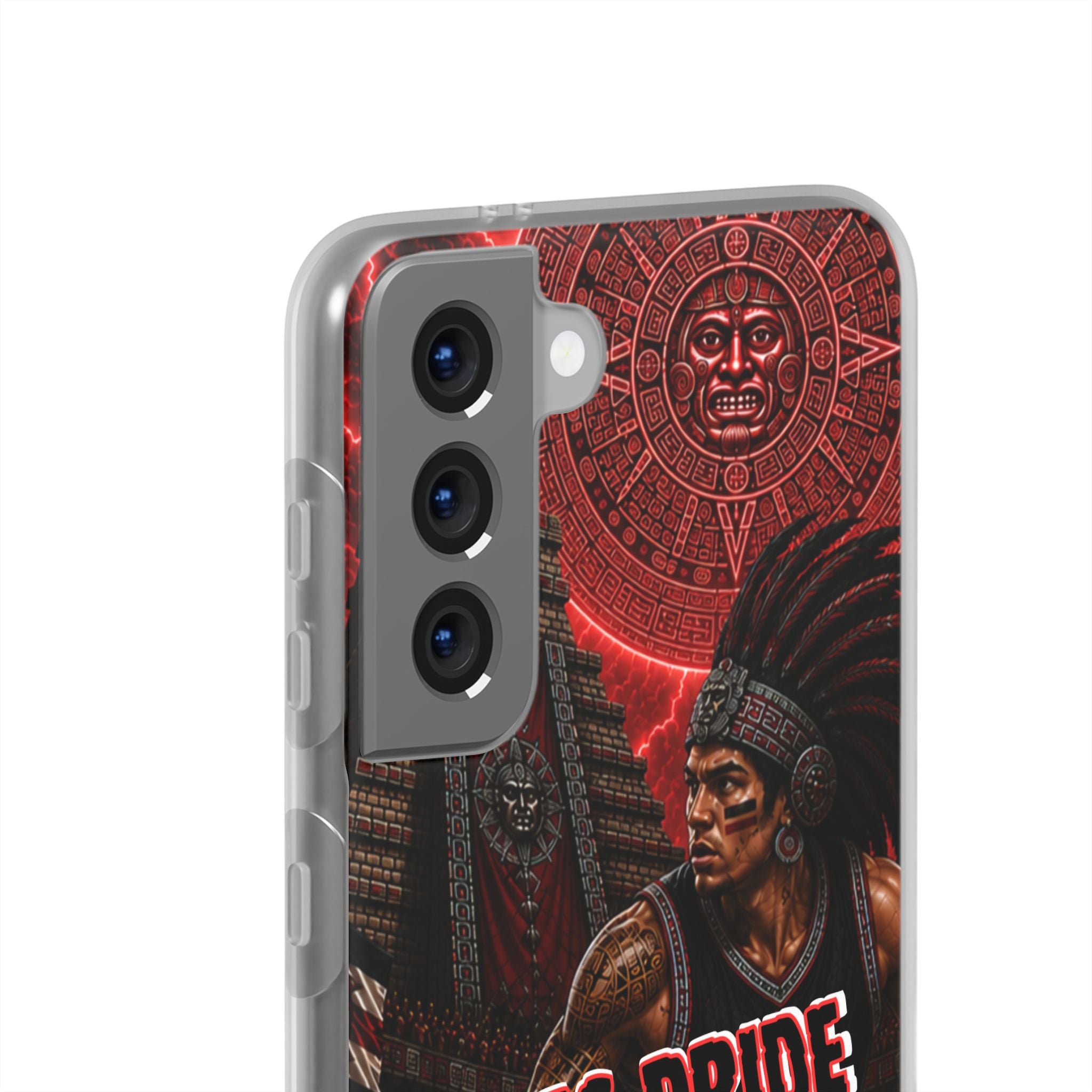 Aztec Basketall Warrior – Flexi Phone Case (iPhone & Samsung • Clear TPU • Made & Shipped in the USA • 🚚 FREE USA Shipping • Personalized Option)