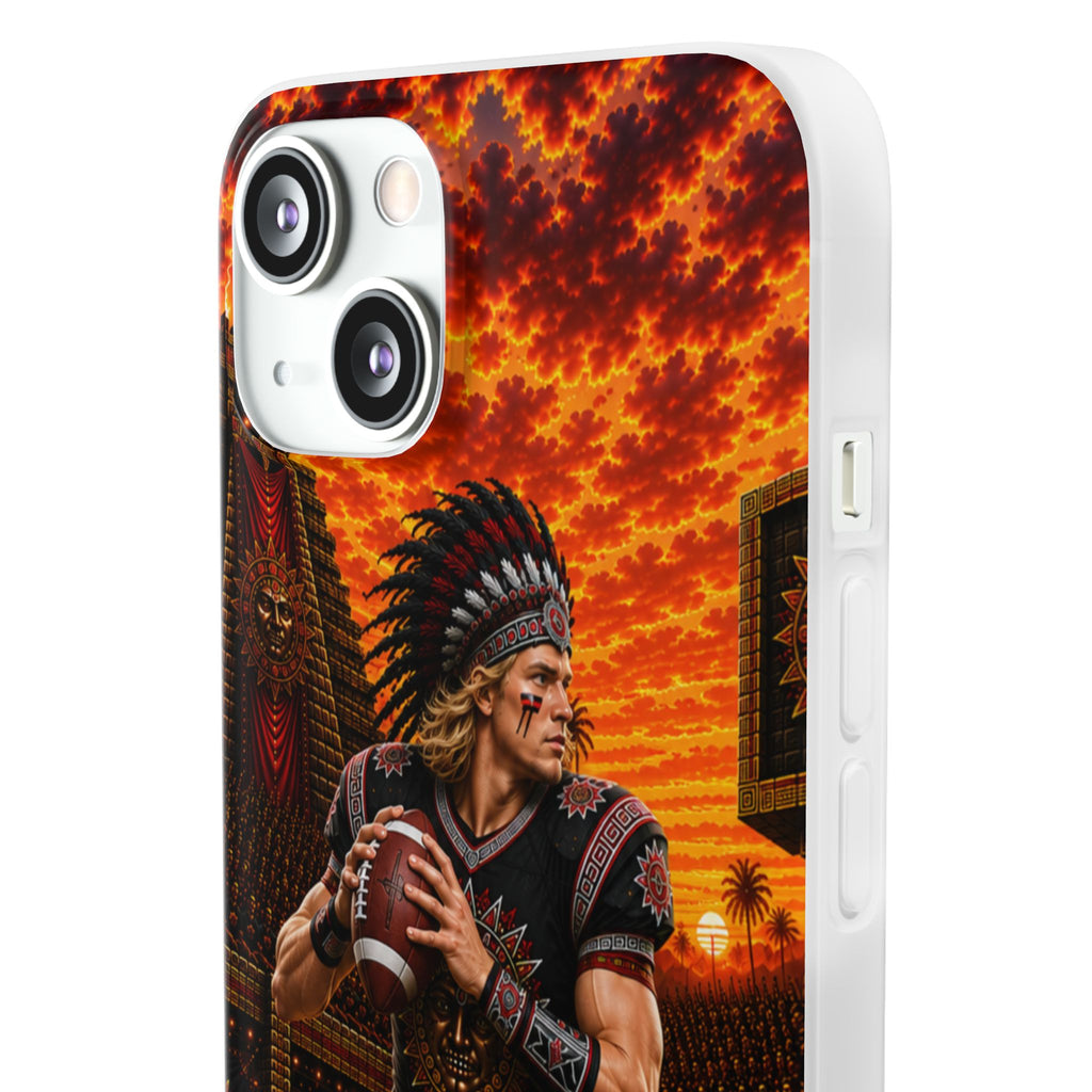 Aztec Football Warrior – Flexi Phone Case (iPhone & Samsung • Clear TPU • Made & Shipped in the USA • 🚚 FREE USA Shipping • Personalized Option)