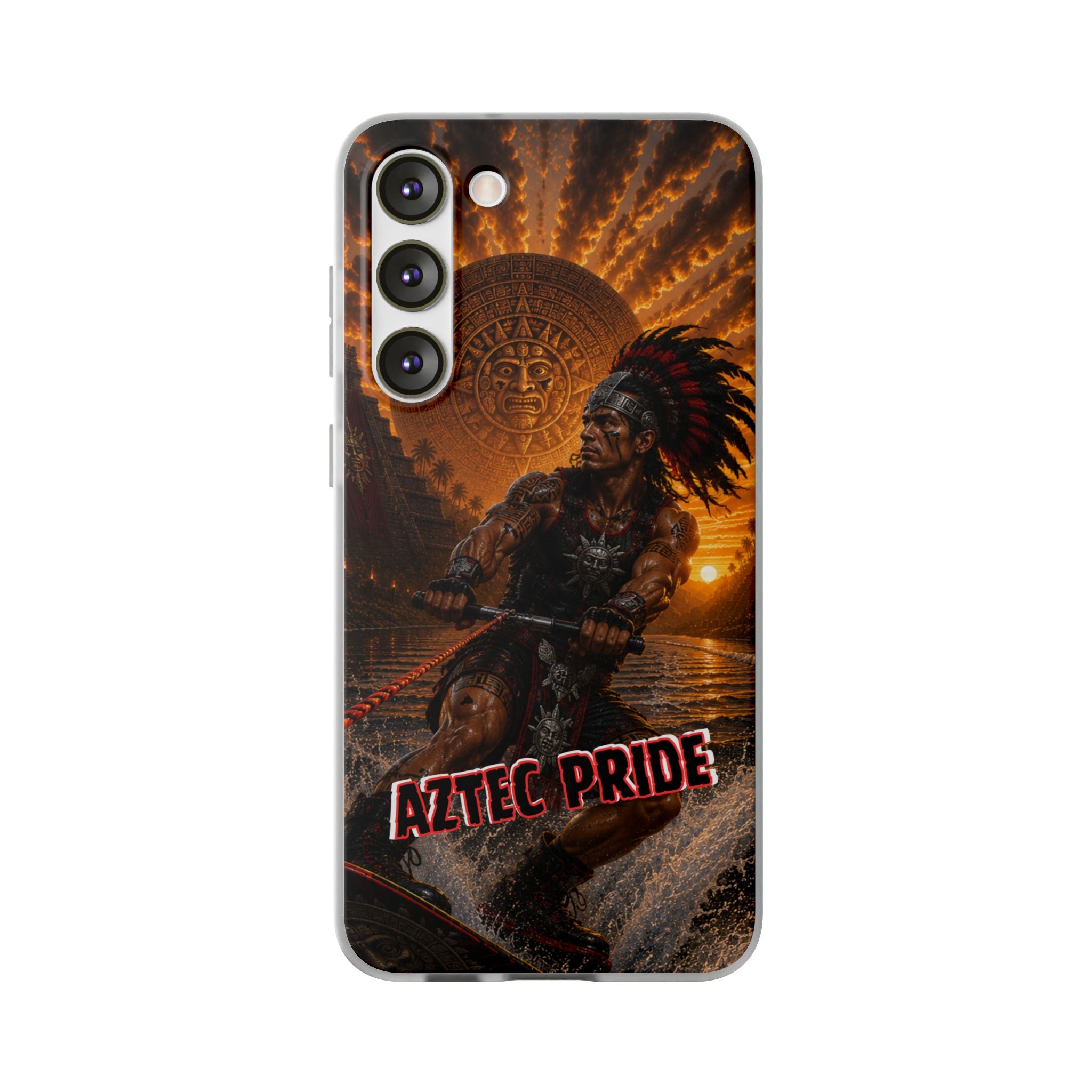 Aztec Wakeboard Male Warrior – Flexi Phone Case (iPhone & Samsung • Clear TPU • Made & Shipped in the USA • 🚚 FREE USA Shipping • Personalized Option)