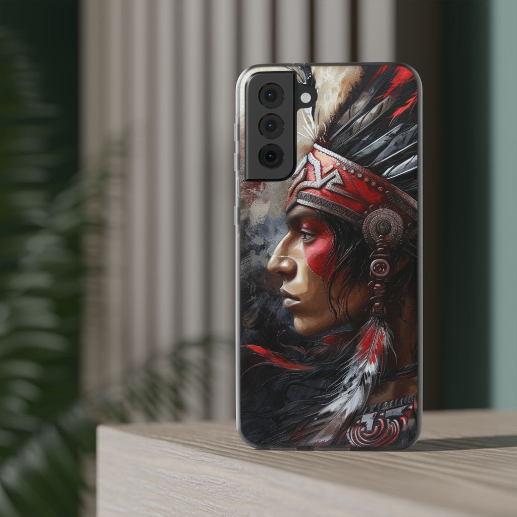 Aztec Silent Warrior – Flexi Phone Case (iPhone & Samsung • Clear TPU • Made in USA • Personalized Option)
