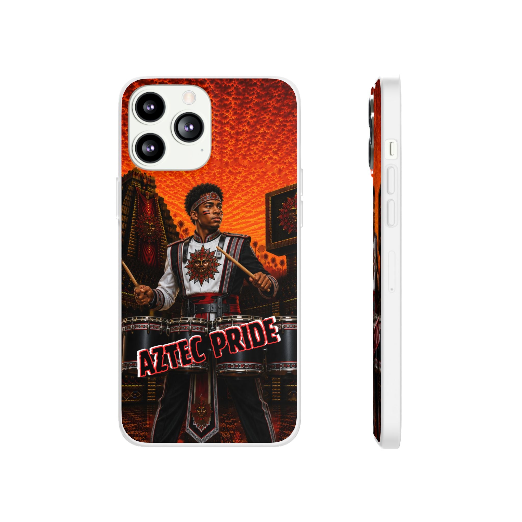 Aztec Band Warrior – Flexi Phone Case (iPhone & Samsung • Clear TPU • Made & Shipped in the USA • 🚚 FREE USA Shipping • Personalized Option)