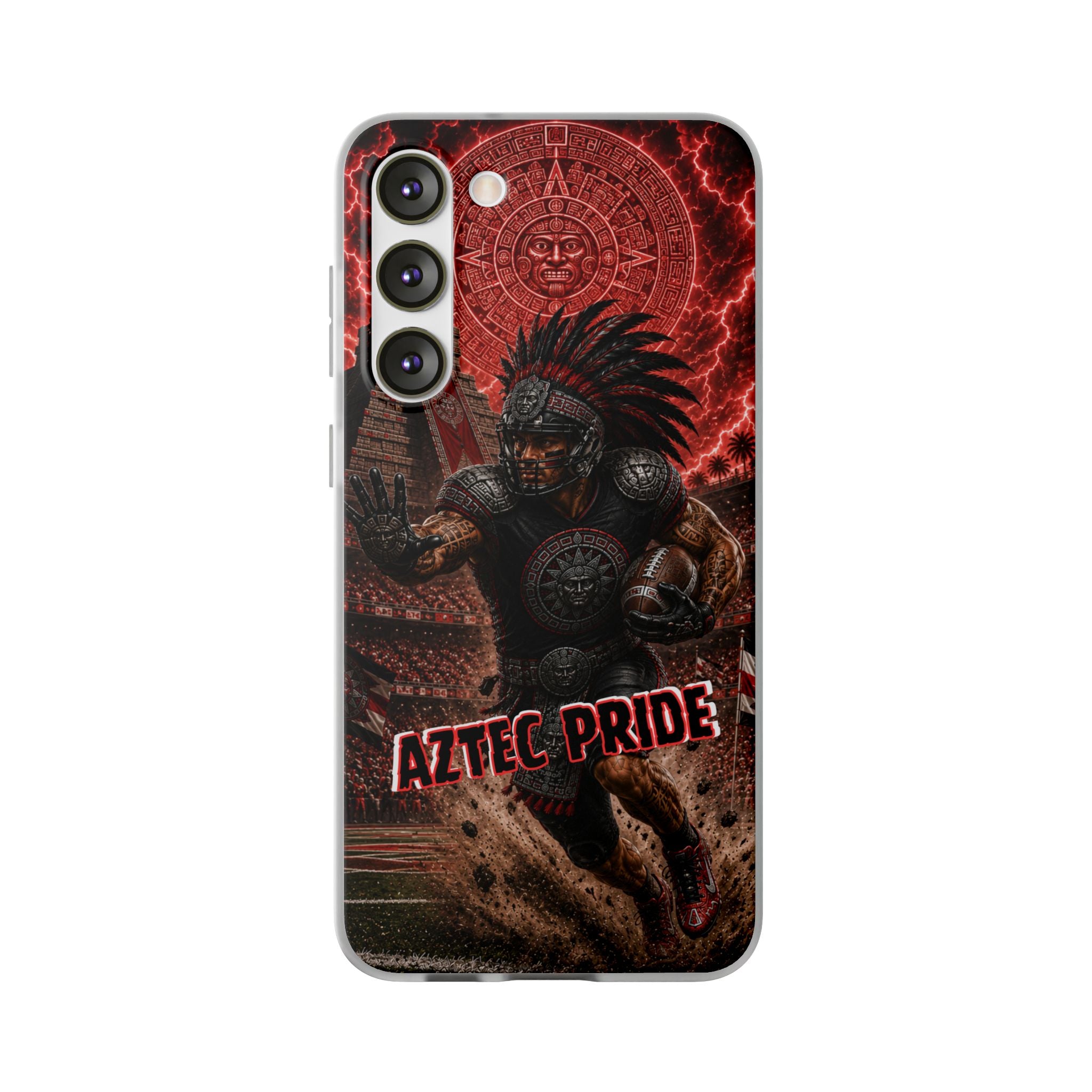 Aztec Football Warrior – Flexi Phone Case (iPhone & Samsung • Clear TPU • Made in USA • Personalized Option)