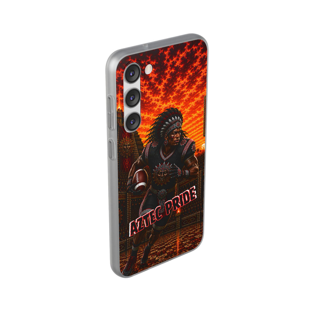 Aztec Football Warrior – Flexi Phone Case (iPhone & Samsung • Clear TPU • Made & Shipped in the USA • 🚚 FREE USA Shipping • Personalized Option)