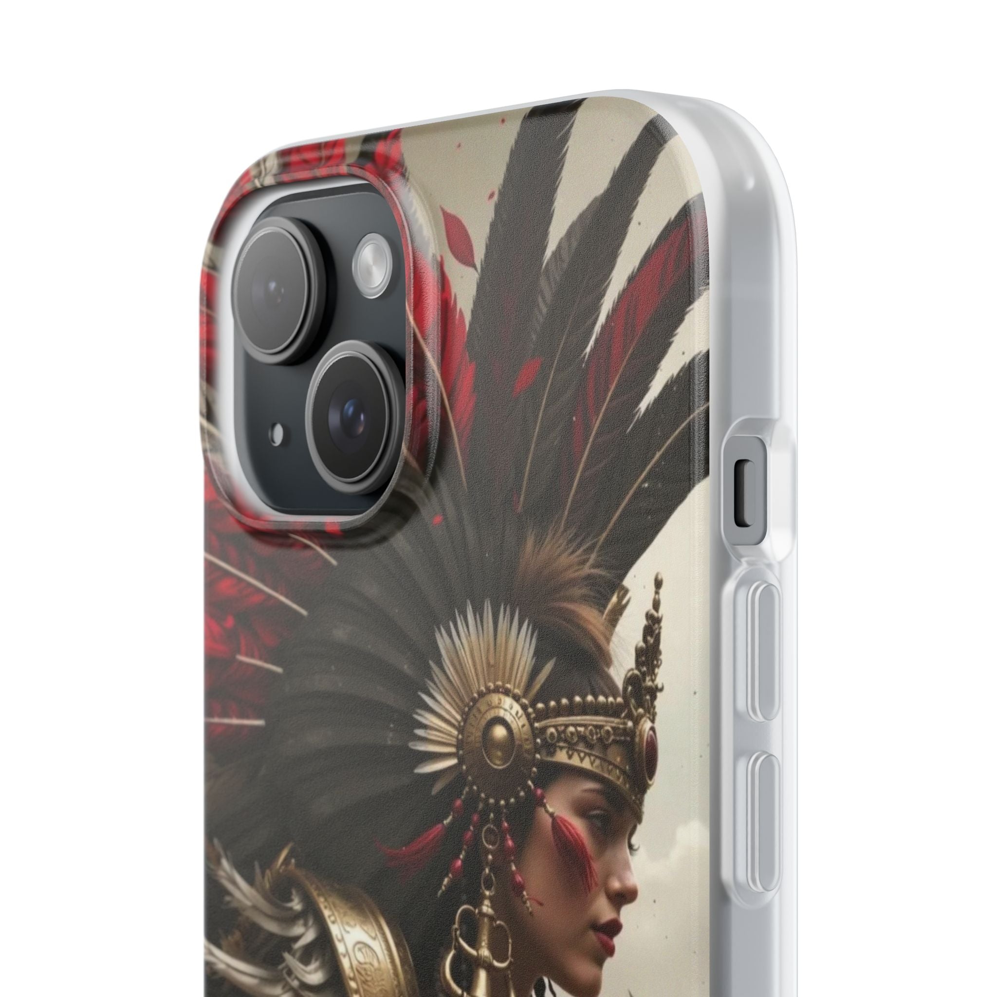 Aztec Warrior Queen – Flexi Phone Case (iPhone & Samsung • Clear TPU • Made in USA • Personalized Option)