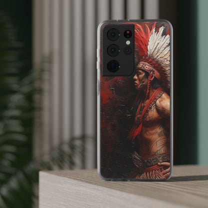 Aztec Noble Warrior – Flexi Phone Case (iPhone & Samsung • Clear TPU • Made in USA • Personalized Option)