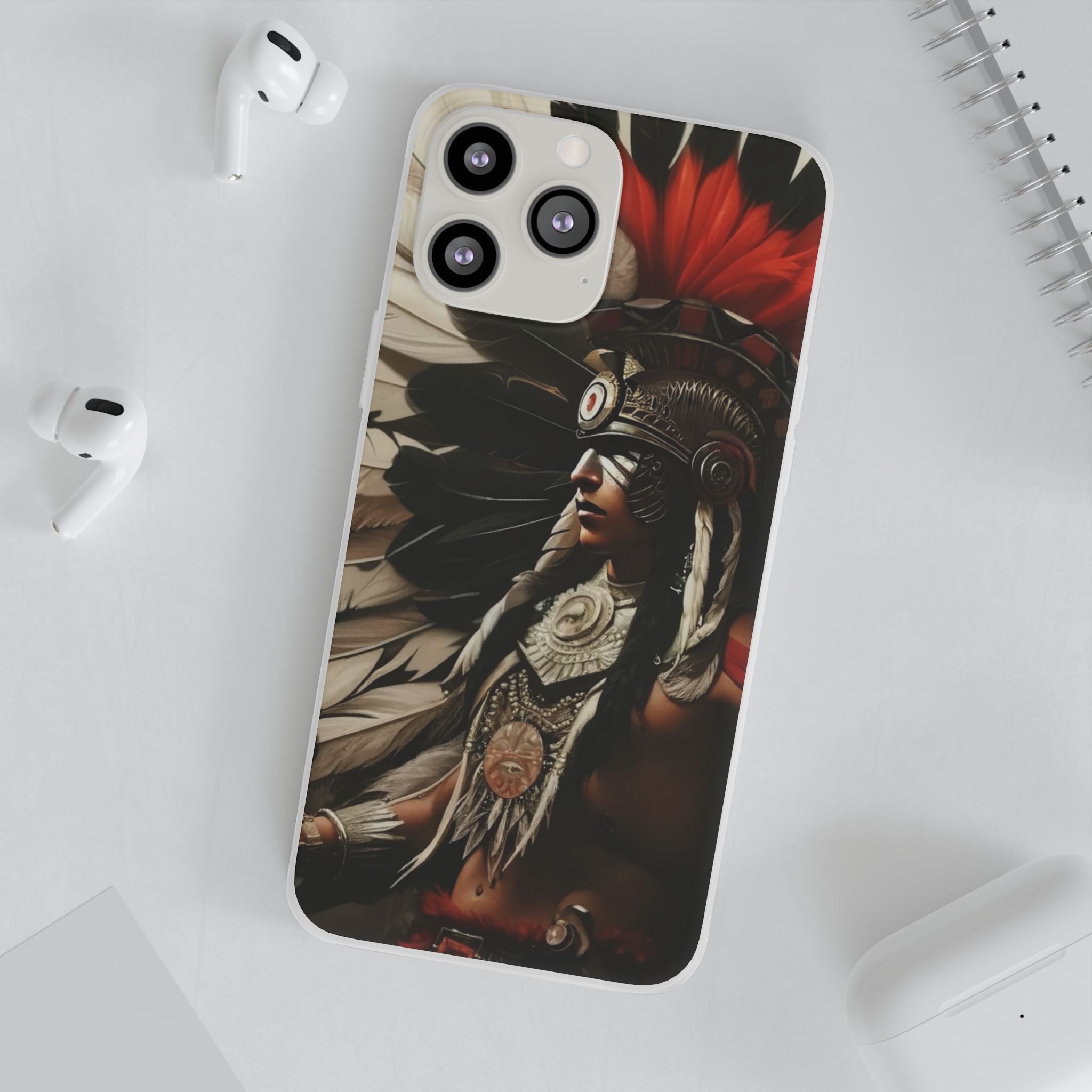 Aztec Fierce Warrior – Flexi Phone Case (iPhone & Samsung • Clear TPU • Made in USA • Personalized Option)
