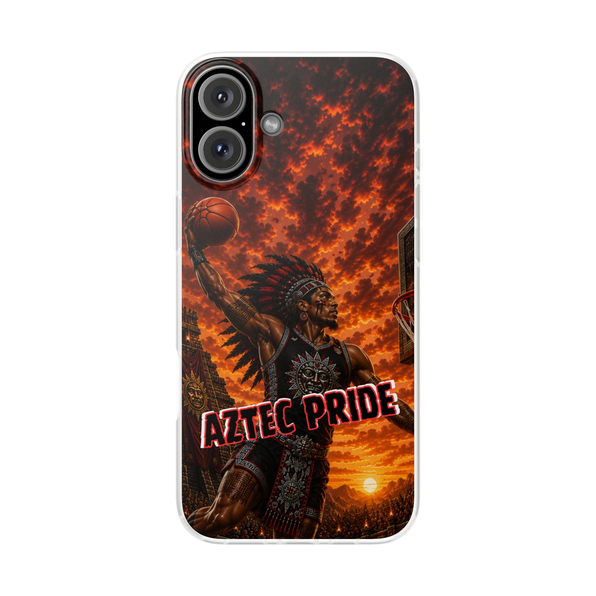 Aztec Basketball Male Warrior – Flexi Phone Case (iPhone & Samsung • Clear TPU • Made & Shipped in the USA • 🚚 FREE USA Shipping • Personalized Option)