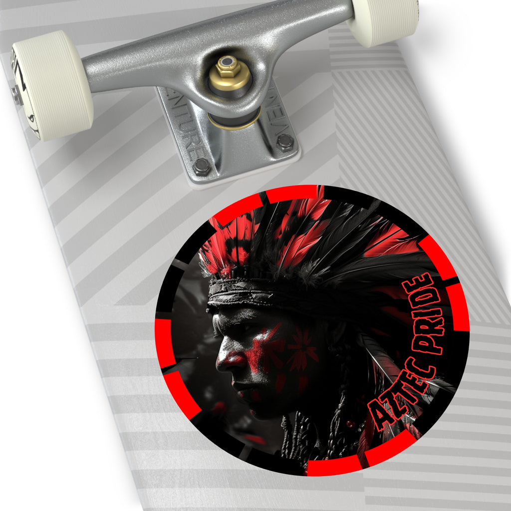 Aztec Jaguar Warrior Round Vinyl Sticker – Waterproof Matte Decal (2”–6”)