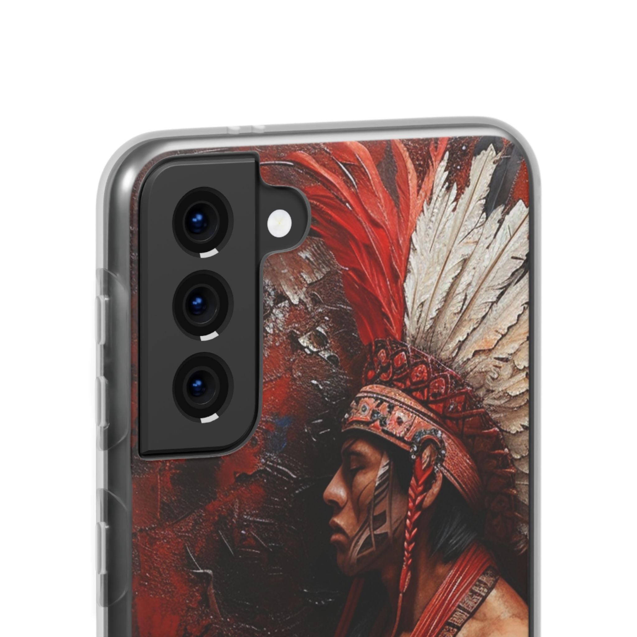 Aztec Noble Warrior – Flexi Phone Case (iPhone & Samsung • Clear TPU • Made in USA • Personalized Option)