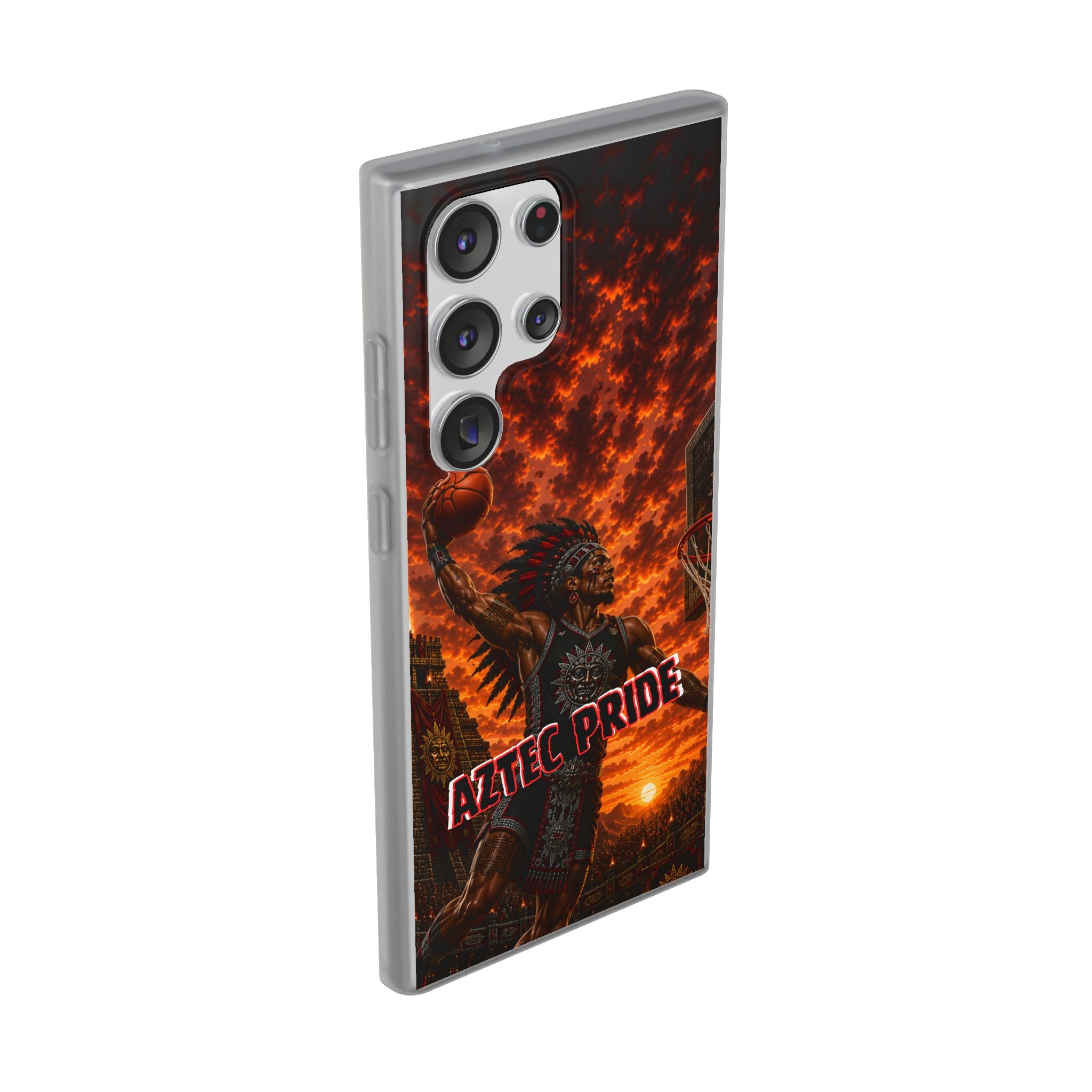 Aztec Basketball Male Warrior – Flexi Phone Case (iPhone & Samsung • Clear TPU • Made & Shipped in the USA • 🚚 FREE USA Shipping • Personalized Option)