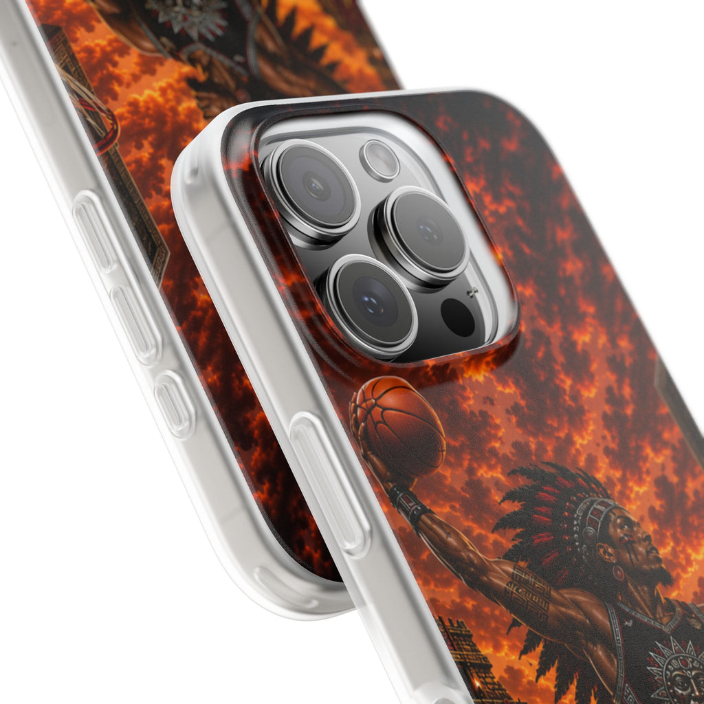 Aztec Basketball Male Warrior – Flexi Phone Case (iPhone & Samsung • Clear TPU • Made & Shipped in the USA • 🚚 FREE USA Shipping • Personalized Option)