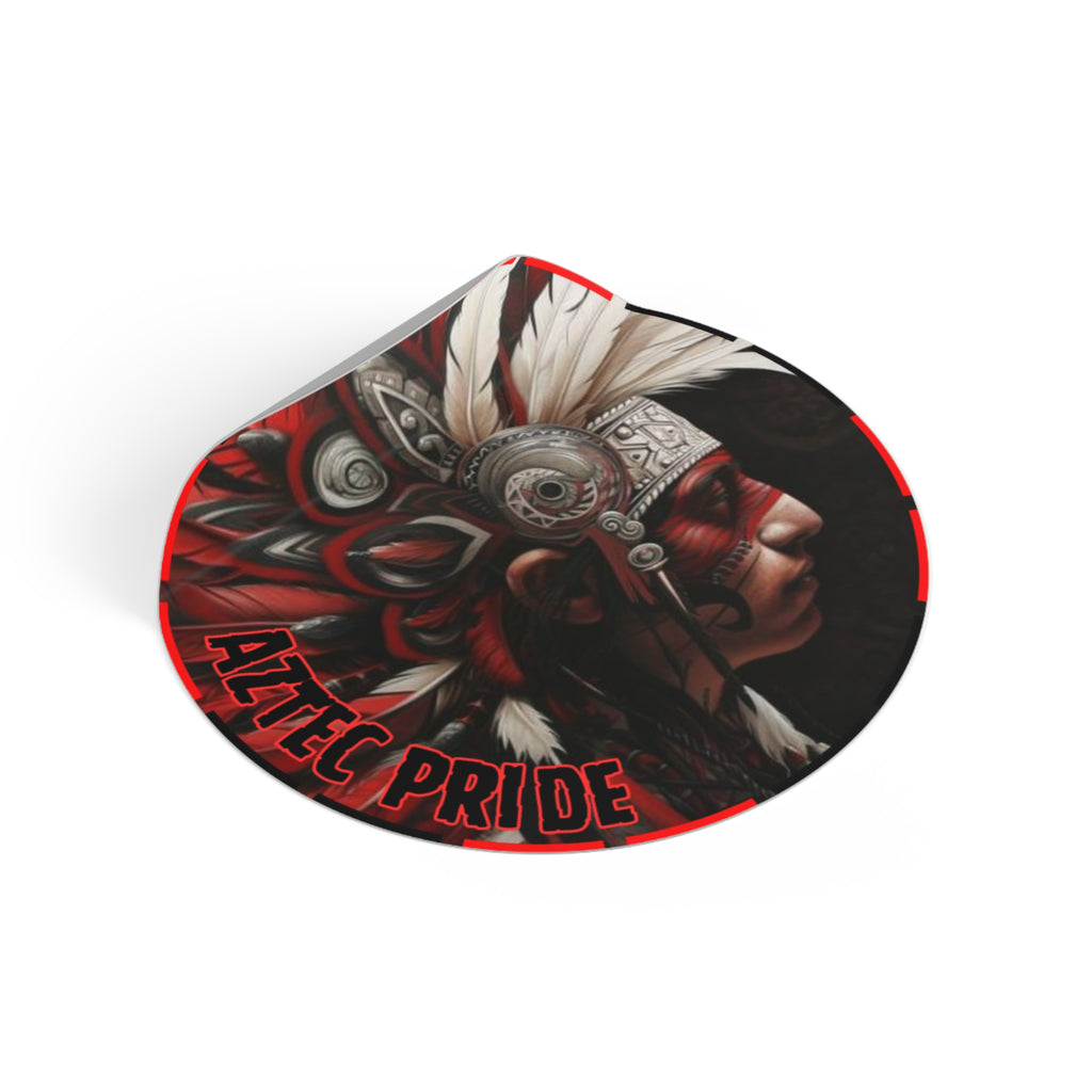 Aztec Warrior King Round Vinyl Sticker – Waterproof Matte Decal (2”–6”)