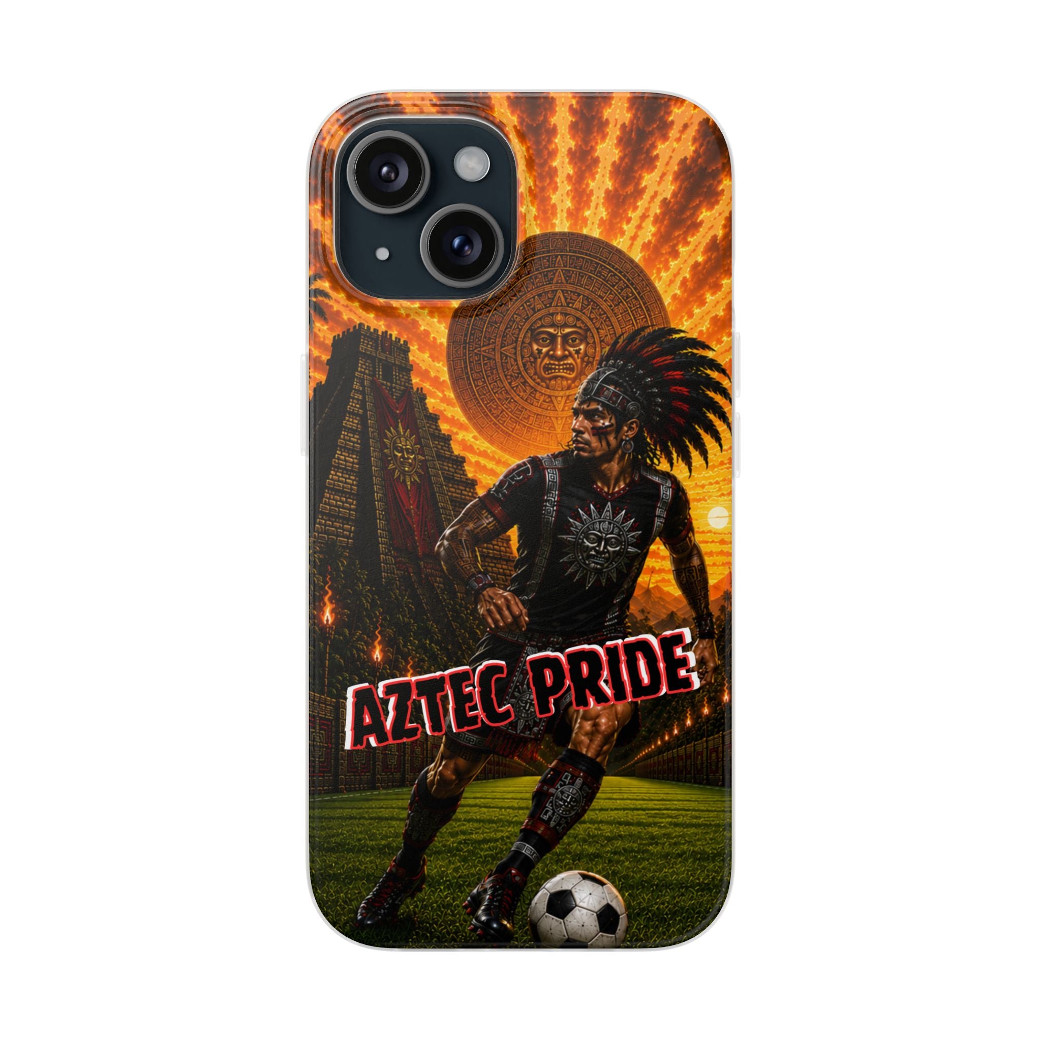 Aztec Soccer Male Warrior – Flexi Phone Case (iPhone & Samsung • Clear TPU • Made & Shipped in the USA • 🚚 FREE USA Shipping • Personalized Option)