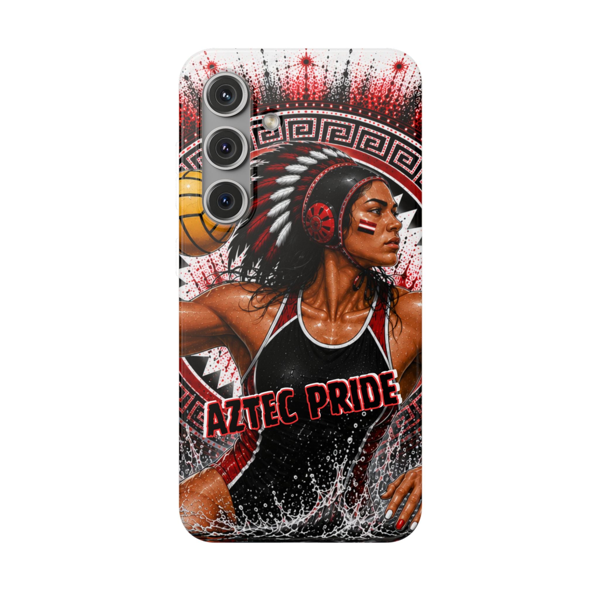 Aztec Water Polo Warrior – Flexi Phone Case (iPhone & Samsung • Clear TPU • Made in USA • Personalized Option)