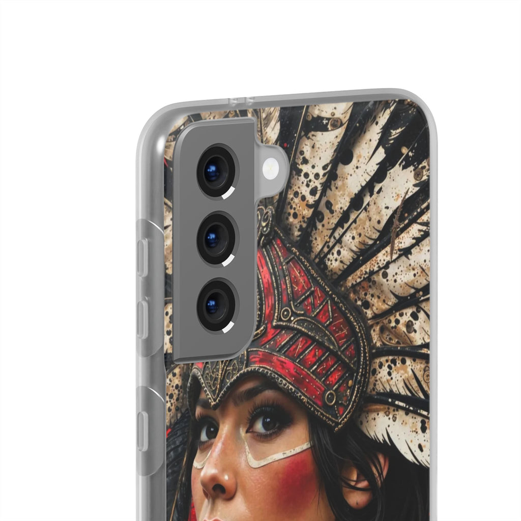 Aztec Moon Goddess – Flexi Phone Case (iPhone & Samsung • Clear TPU • Made in USA • Personalized Option)