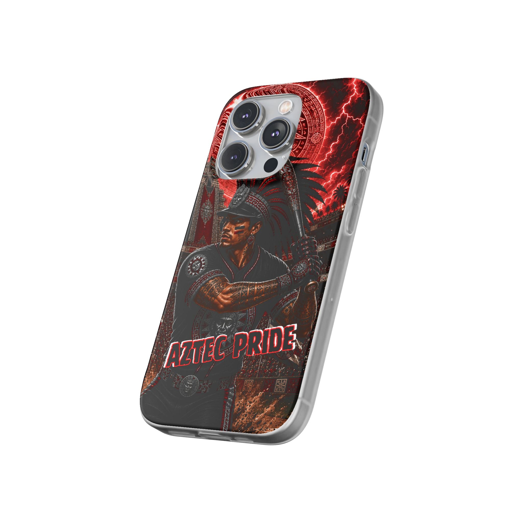 Aztec Baseball Warrior – Flexi Phone Case (iPhone & Samsung • Clear TPU • Made & Shipped in the USA • 🚚 FREE USA Shipping • Personalized Option)
