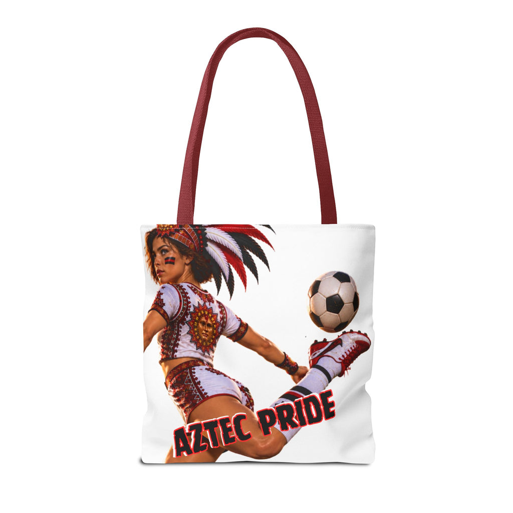 Aztec Soccer Female Warrior Tote Bag | Aztec-Inspired AI Art • Made & Shipped in the USA • 🚚 FREE USA Shipping • FREE Personalization