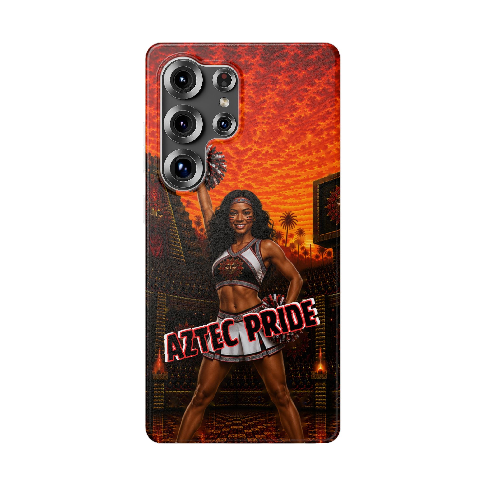 Aztec Cheerleader Warrior – Flexi Phone Case (iPhone & Samsung • Clear TPU • Made & Shipped in the USA • 🚚 FREE USA Shipping • Personalized Option)