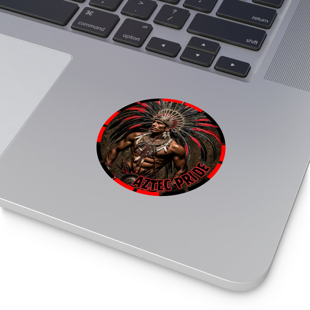 Aztec Sun Guardian Round Vinyl Sticker – Waterproof Matte Decal (2”–6”)
