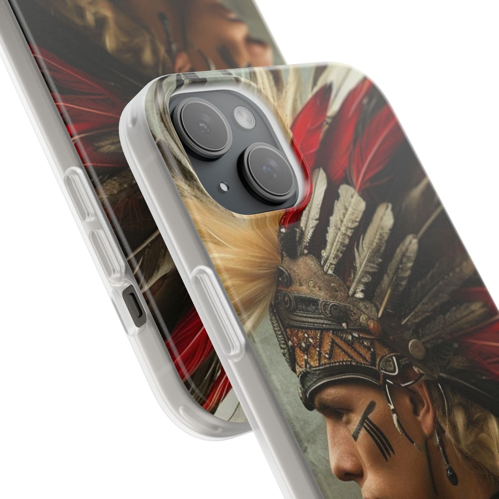 Aztec Storm Warrior – Flexi Phone Case (iPhone & Samsung • Clear TPU • Made in USA • Personalized Option)