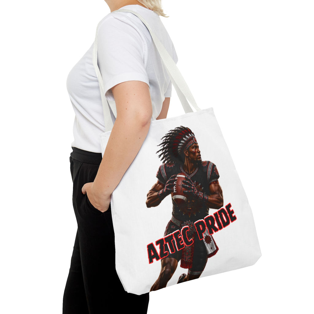Aztec Football Quarterback Warrior Tote Bag | Aztec-Inspired AI Art • Made & Shipped in the USA • 🚚 FREE USA Shipping • FREE Personalization