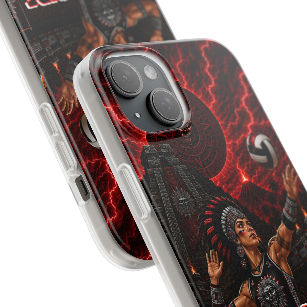 Aztec Volleyball Warrior – Flexi Phone Case (iPhone & Samsung • Clear TPU • Made & Shipped in the USA • 🚚 FREE USA Shipping • Personalized Option)