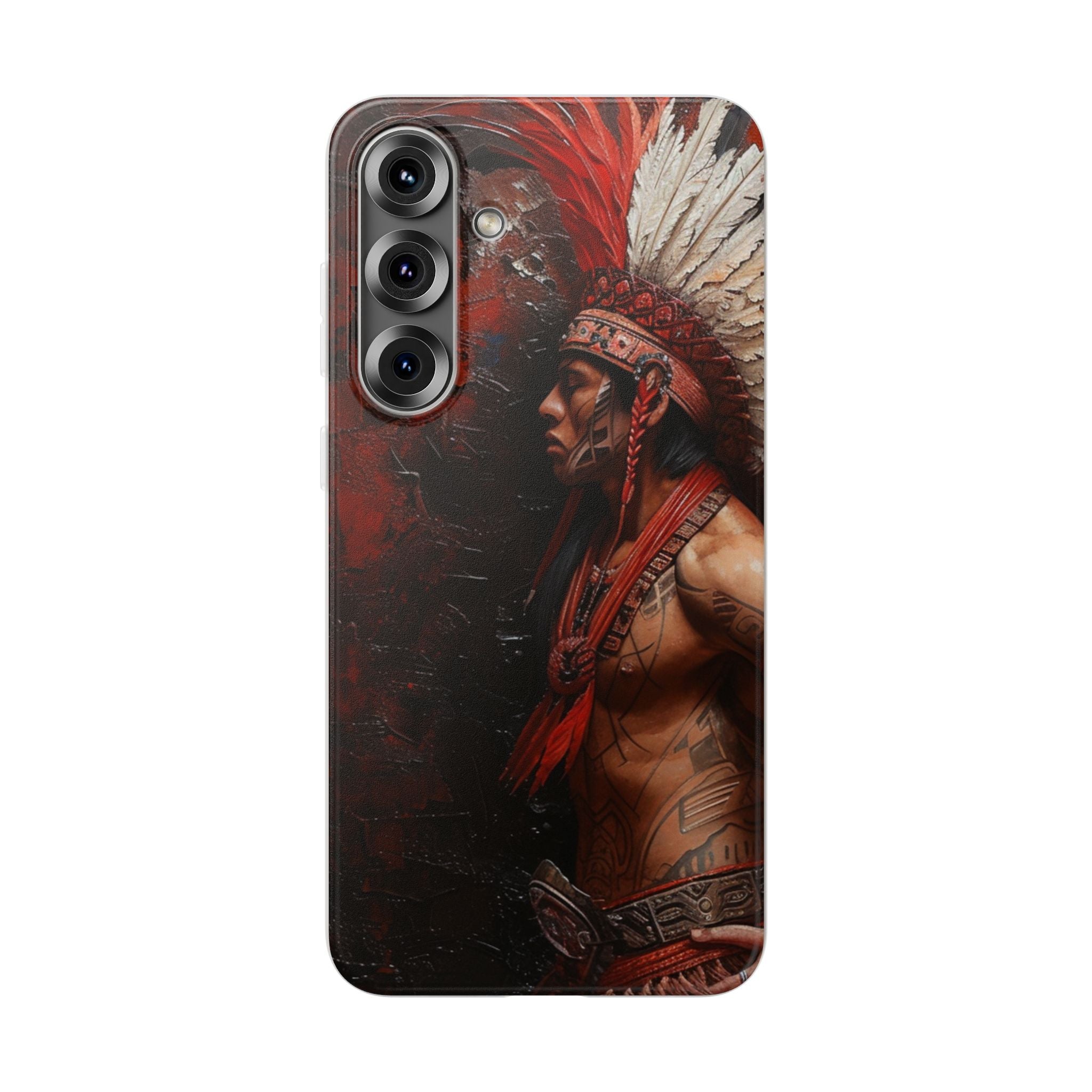 Aztec Noble Warrior – Flexi Phone Case (iPhone & Samsung • Clear TPU • Made in USA • Personalized Option)