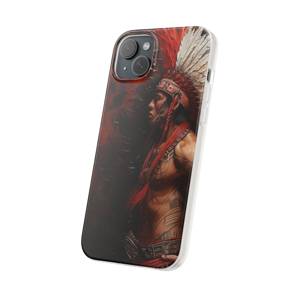 Aztec Noble Warrior – Flexi Phone Case (iPhone & Samsung • Clear TPU • Made in USA • Personalized Option)