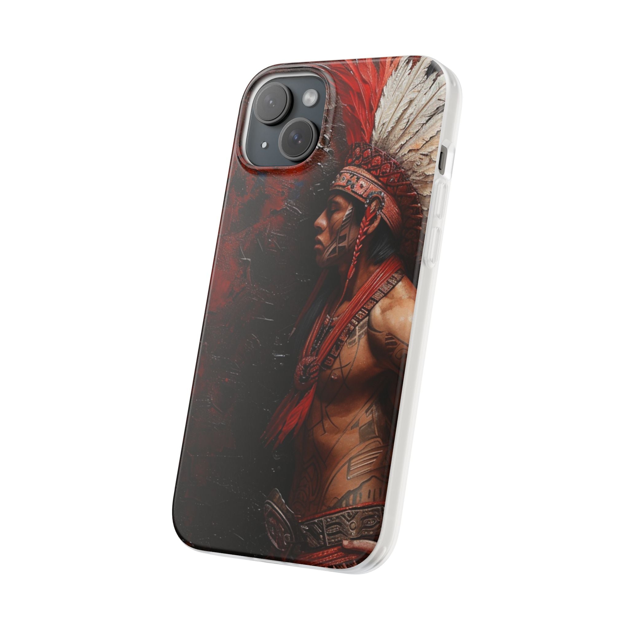 Aztec Noble Warrior – Flexi Phone Case (iPhone & Samsung • Clear TPU • Made in USA • Personalized Option)