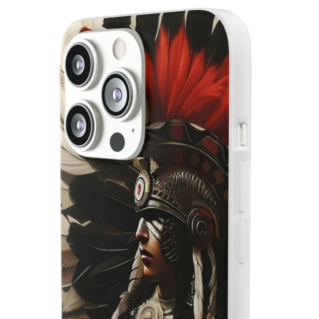 Aztec Fierce Warrior – Flexi Phone Case (iPhone & Samsung • Clear TPU • Made in USA • Personalized Option)