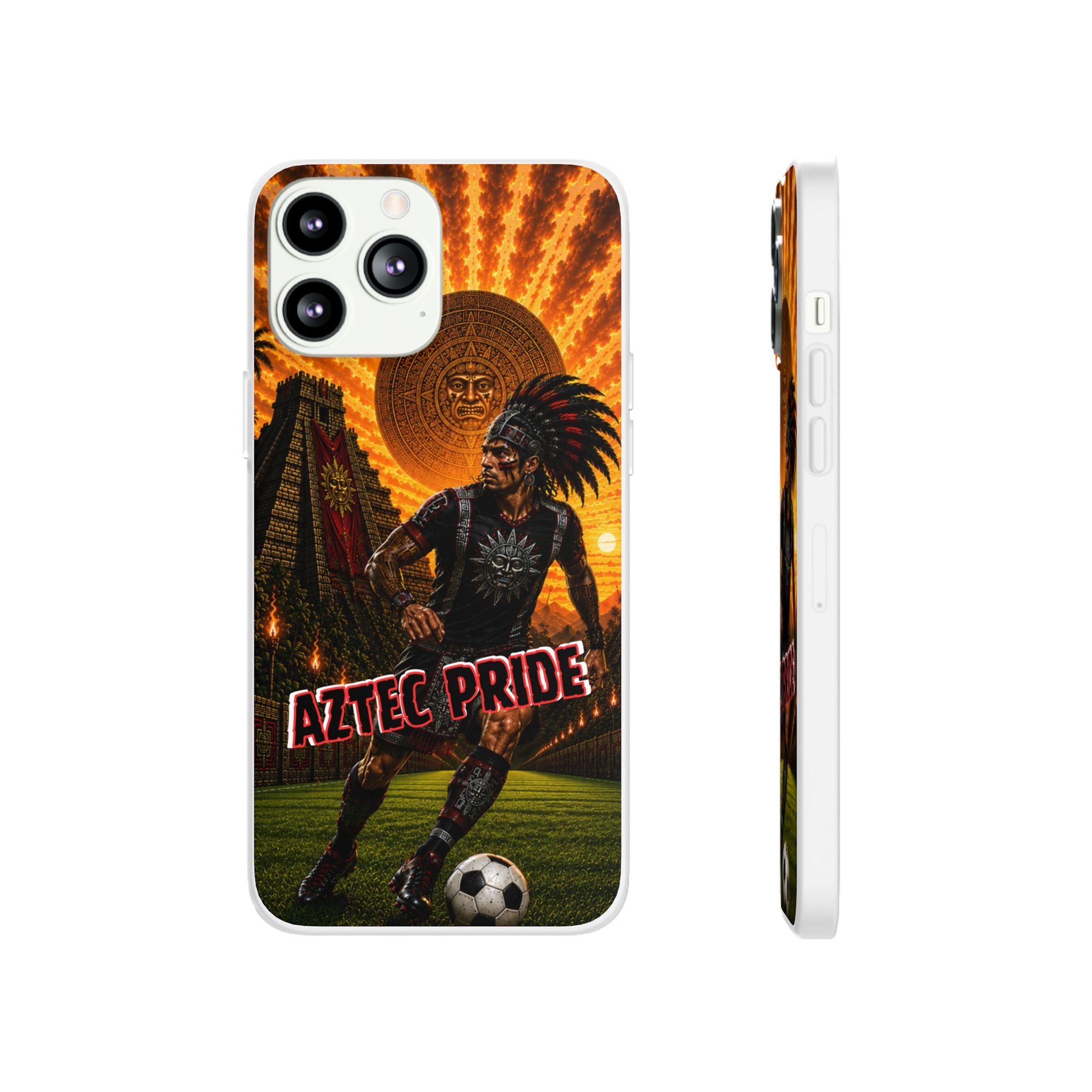 Aztec Soccer Male Warrior – Flexi Phone Case (iPhone & Samsung • Clear TPU • Made & Shipped in the USA • 🚚 FREE USA Shipping • Personalized Option)