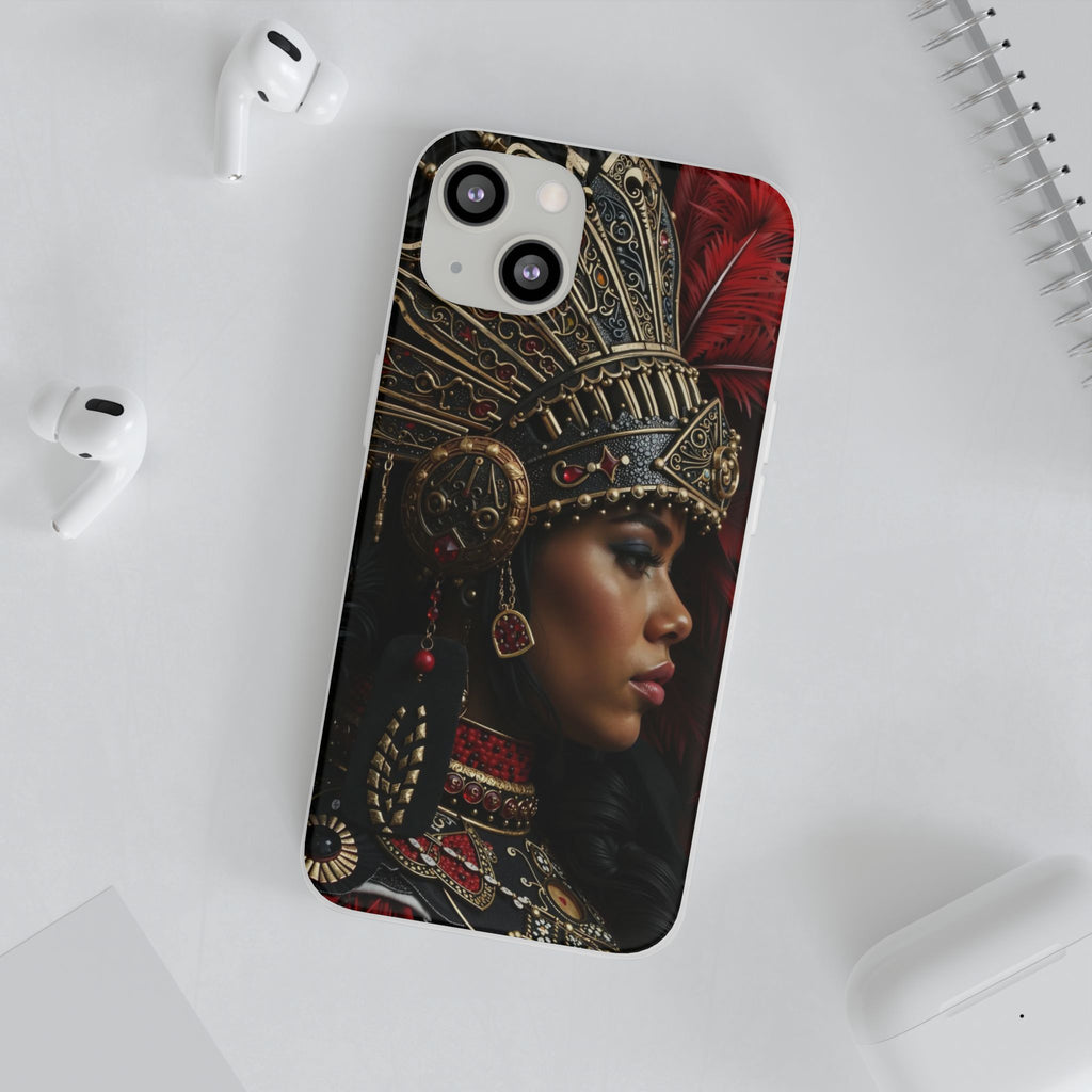 Aztec Lioness Queen – Flexi Phone Case (iPhone & Samsung • Clear TPU • Made in USA • Personalized Option)