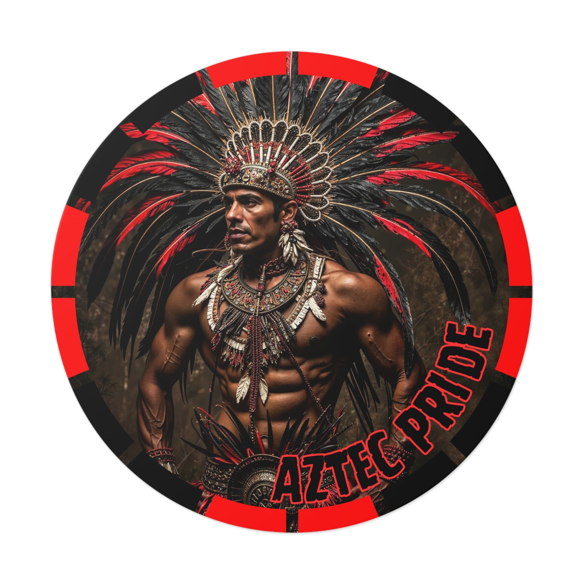 Aztec Sun Guardian Round Vinyl Sticker – Waterproof Matte Decal (2”–6”)