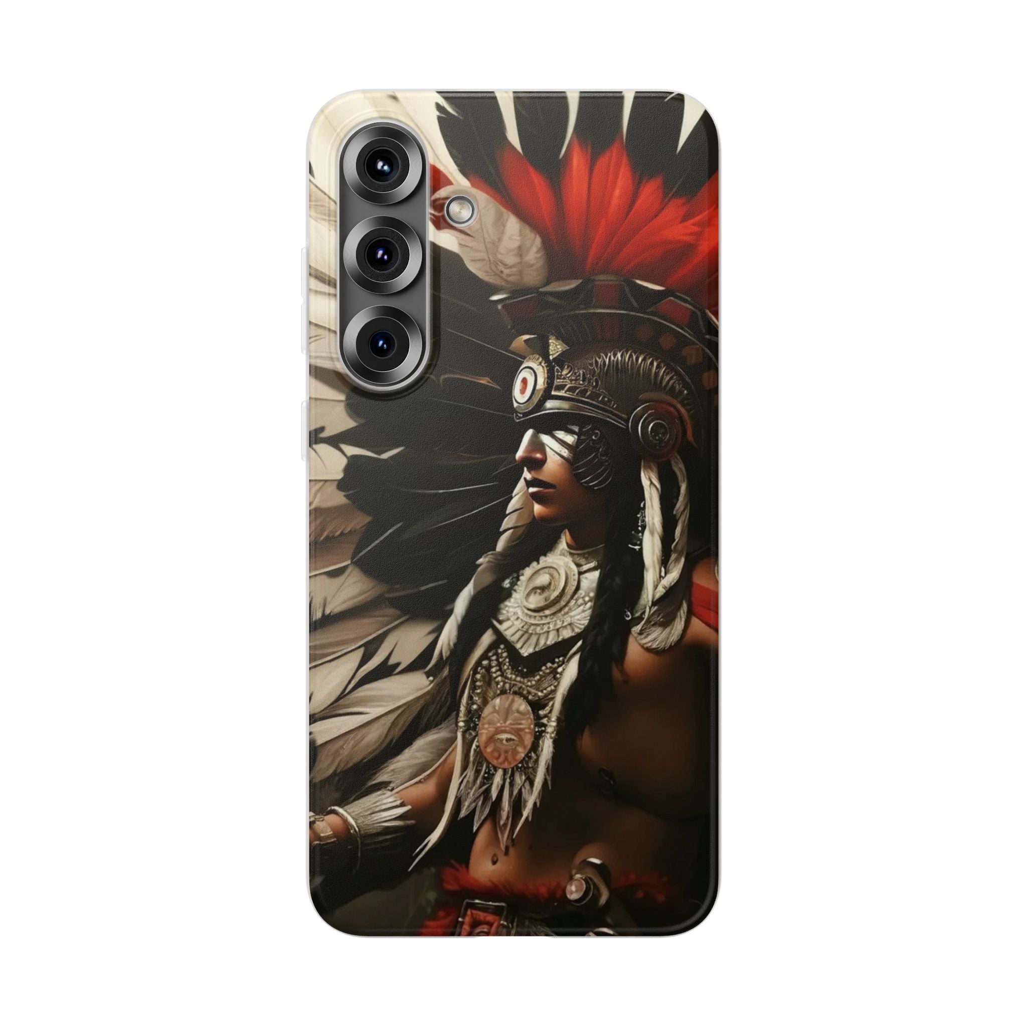 Aztec Fierce Warrior – Flexi Phone Case (iPhone & Samsung • Clear TPU • Made in USA • Personalized Option)