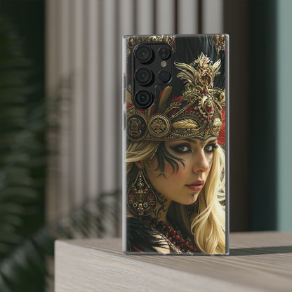 Aztec Fireheart Queen – Flexi Phone Case (iPhone & Samsung • Clear TPU • Made in USA • Personalized Option)