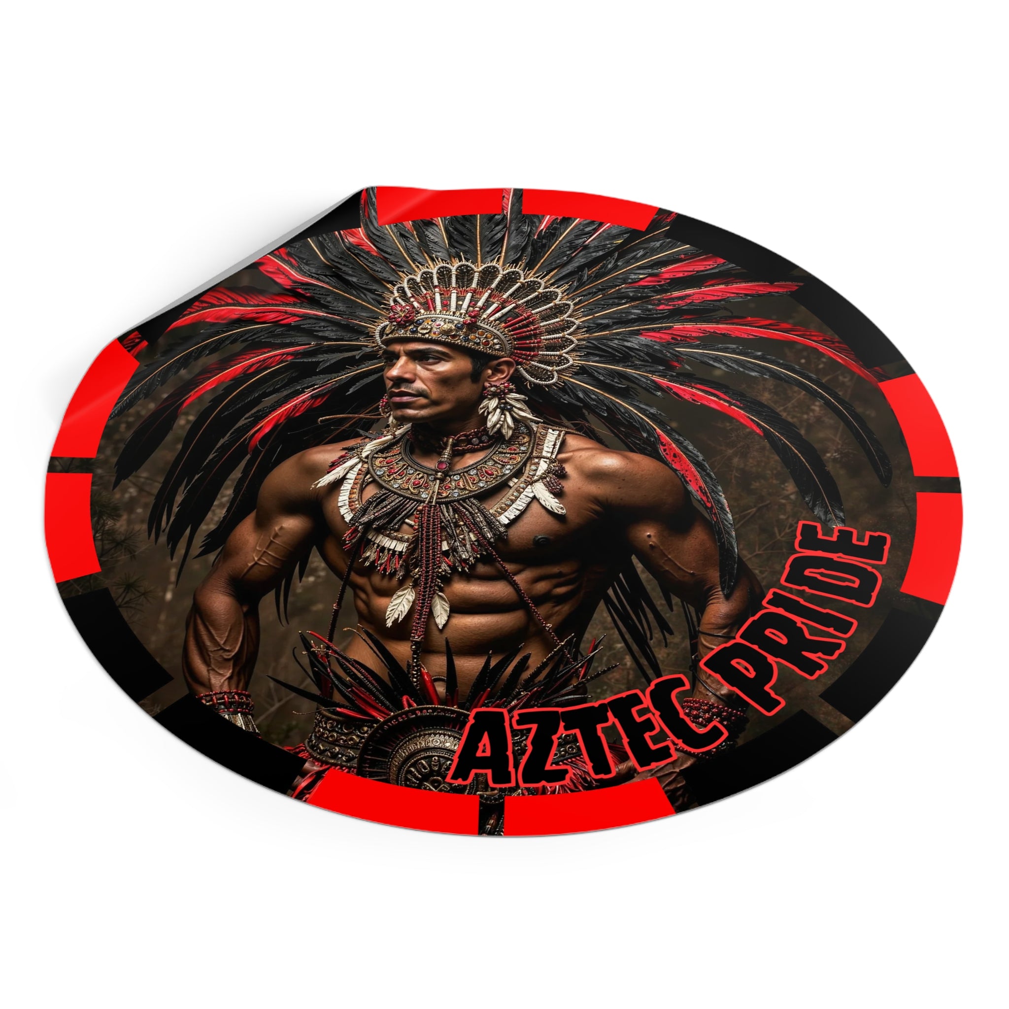 Aztec Sun Guardian Round Vinyl Sticker – Waterproof Matte Decal (2”–6”)