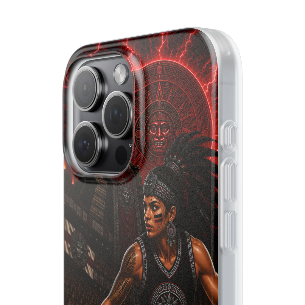 Aztec Basketball Female Warrior – Flexi Phone Case (iPhone & Samsung • Clear TPU • Made & Shipped in the USA • 🚚 FREE USA Shipping • Personalized Option)