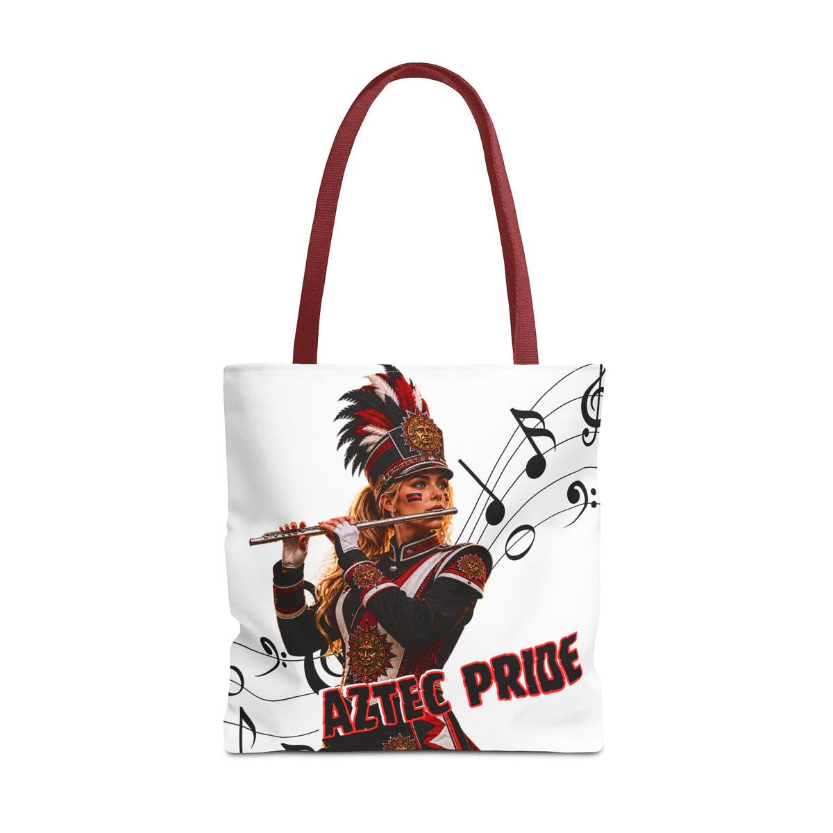 Aztec Flute Warrior Tote Bag | Aztec-Inspired AI Art • Made & Shipped in the USA • 🚚 FREE USA Shipping • FREE Personalization