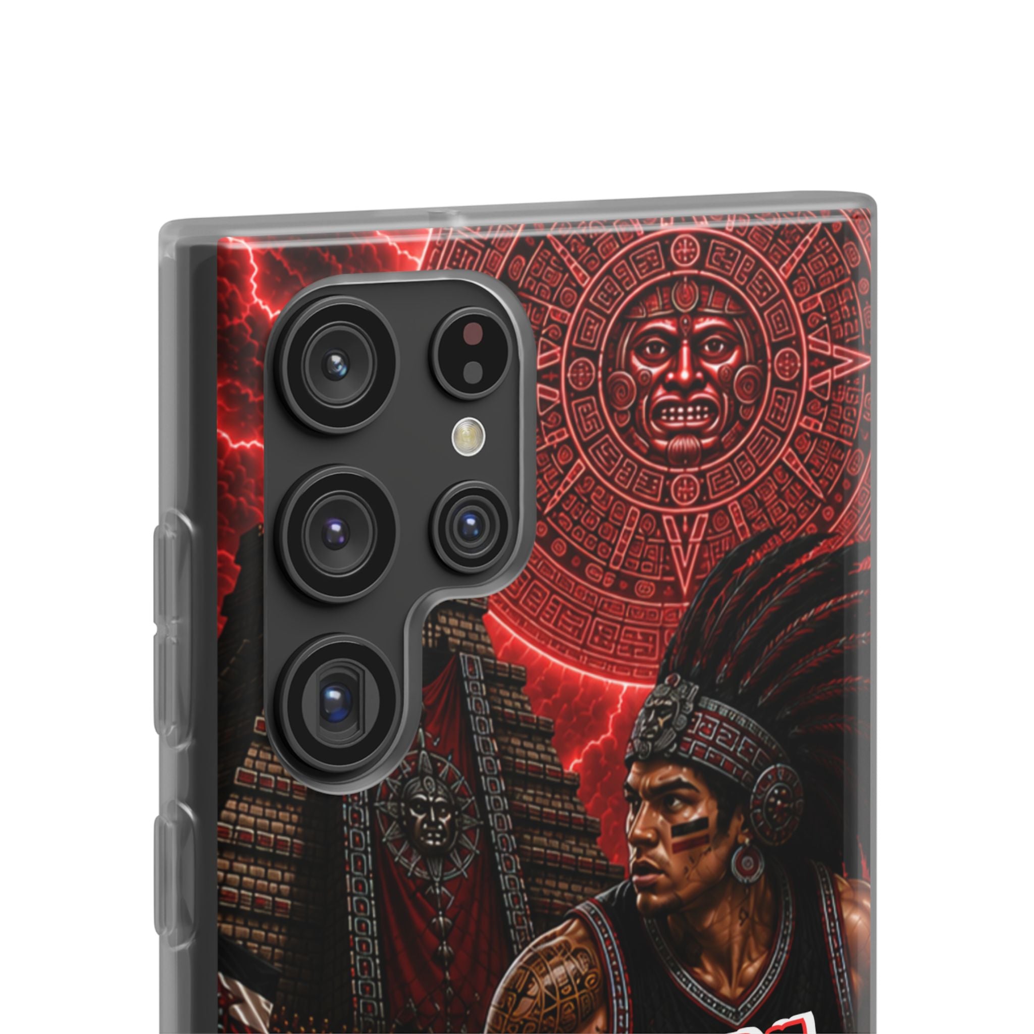 Aztec Basketall Warrior – Flexi Phone Case (iPhone & Samsung • Clear TPU • Made & Shipped in the USA • 🚚 FREE USA Shipping • Personalized Option)