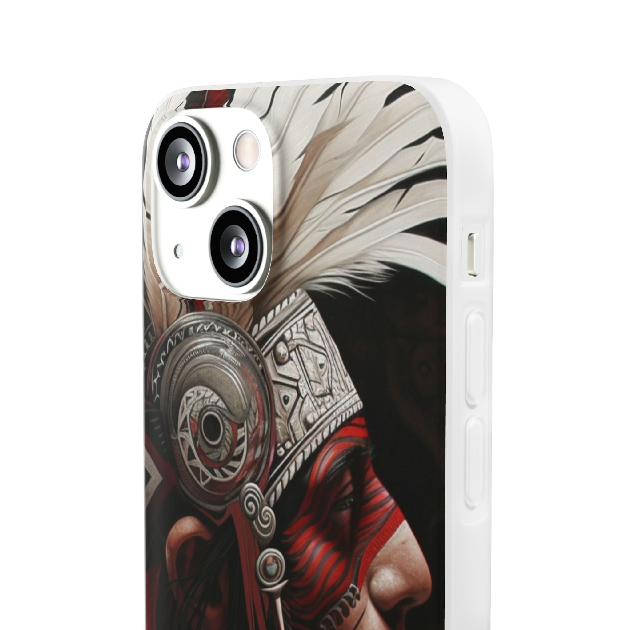 Aztec Warrior King – Flexi Phone Case (iPhone & Samsung • Clear TPU • Made in USA • Personalized Option)