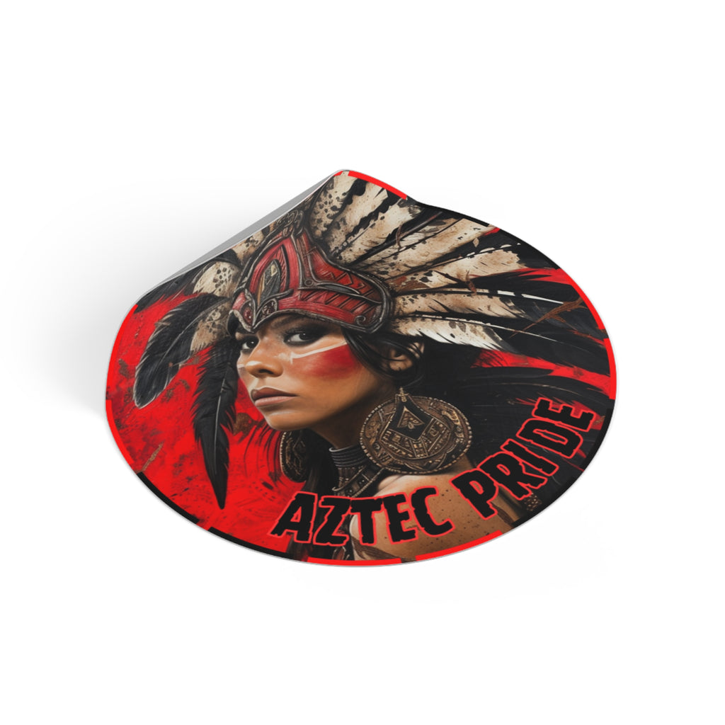 Aztec Moon Goddess Round Vinyl Sticker – Waterproof Matte Decal (2”–6”)