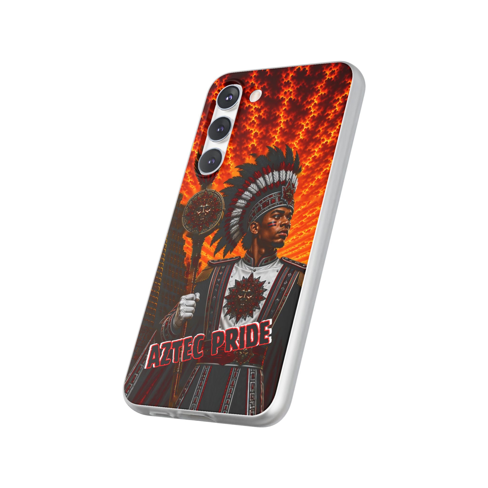 Aztec Drum Major Warrior – Flexi Phone Case (iPhone & Samsung • Clear TPU • Made & Shipped in the USA • 🚚 FREE USA Shipping • Personalized Option)