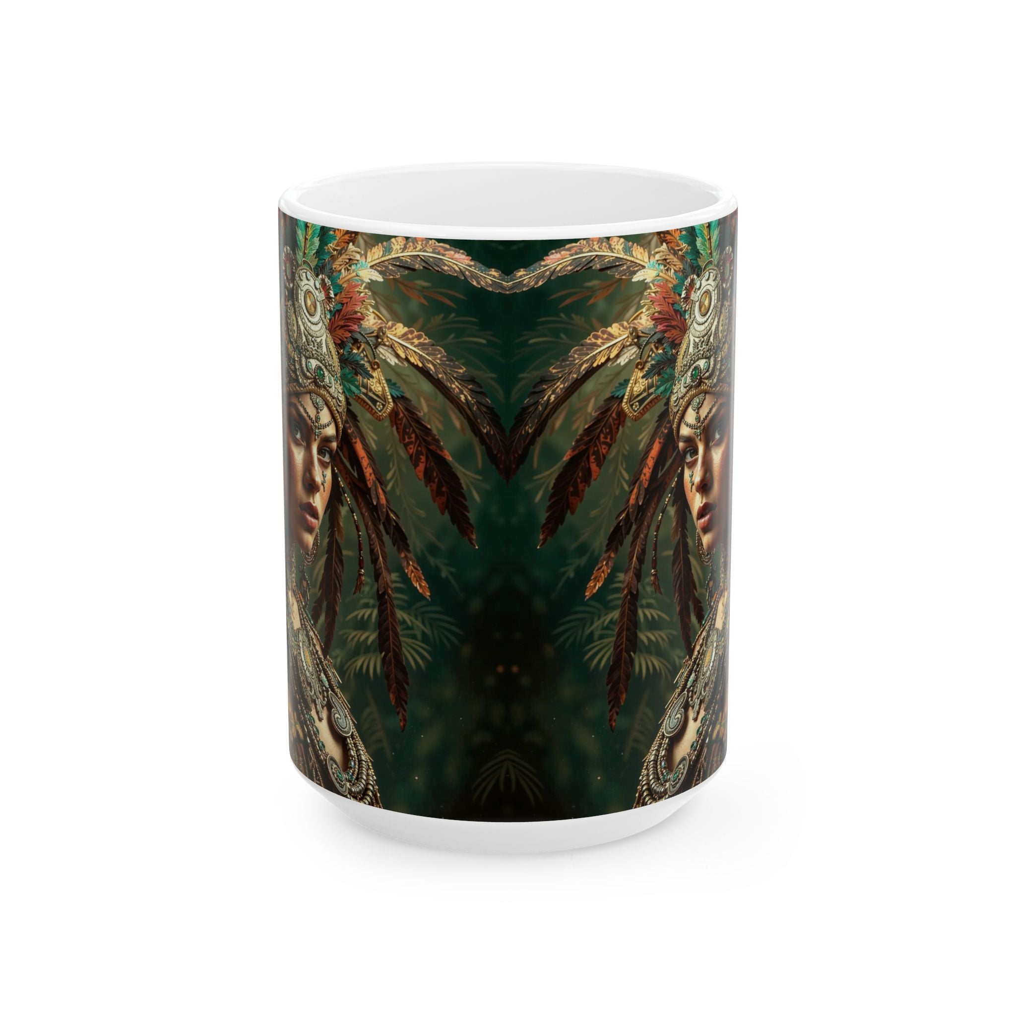 Aztec Warrior Goddess – Ceramic Mug (11oz, 15oz • Dishwasher & Microwave Safe • Made in USA • Personalized Option)