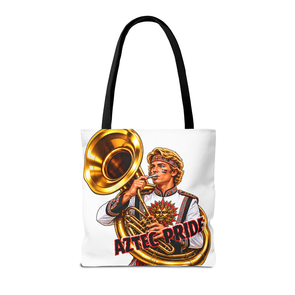 Aztec Tuba Warrior Tote Bag | Aztec-Inspired AI Art • Made & Shipped in the USA • 🚚 FREE USA Shipping • FREE Personalization