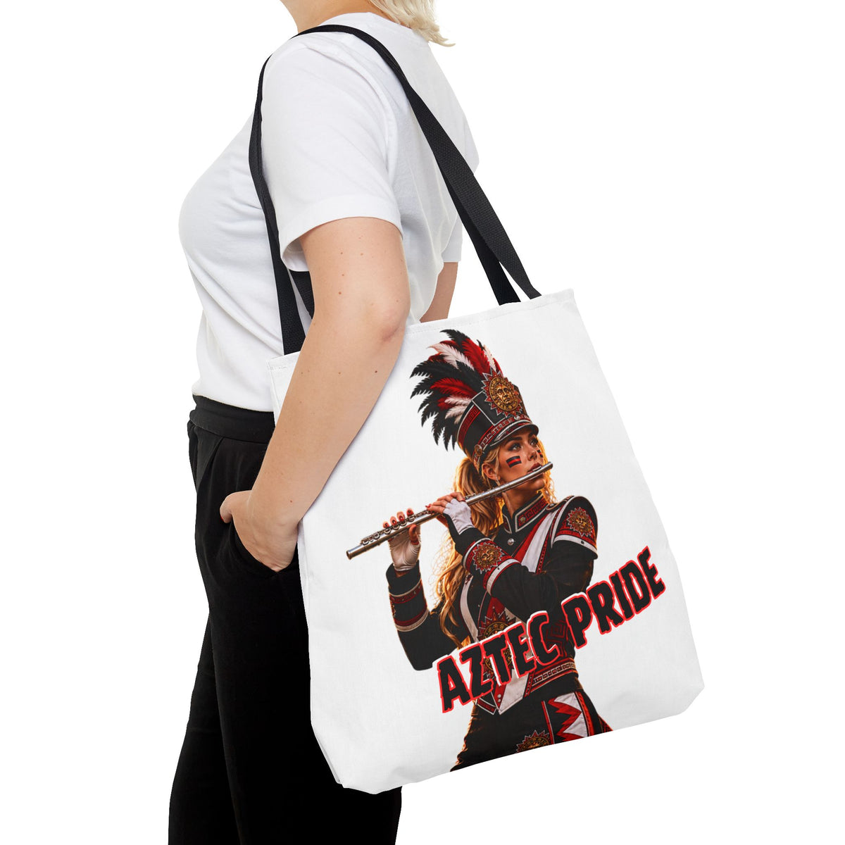 Aztec Band Warrior Tote Bag | Aztec-Inspired AI Art • Made & Shipped in the USA • 🚚 FREE USA Shipping • FREE Personalization