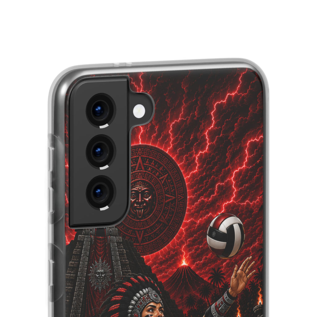Aztec Volleyball Warrior – Flexi Phone Case (iPhone & Samsung • Clear TPU • Made & Shipped in the USA • 🚚 FREE USA Shipping • Personalized Option)