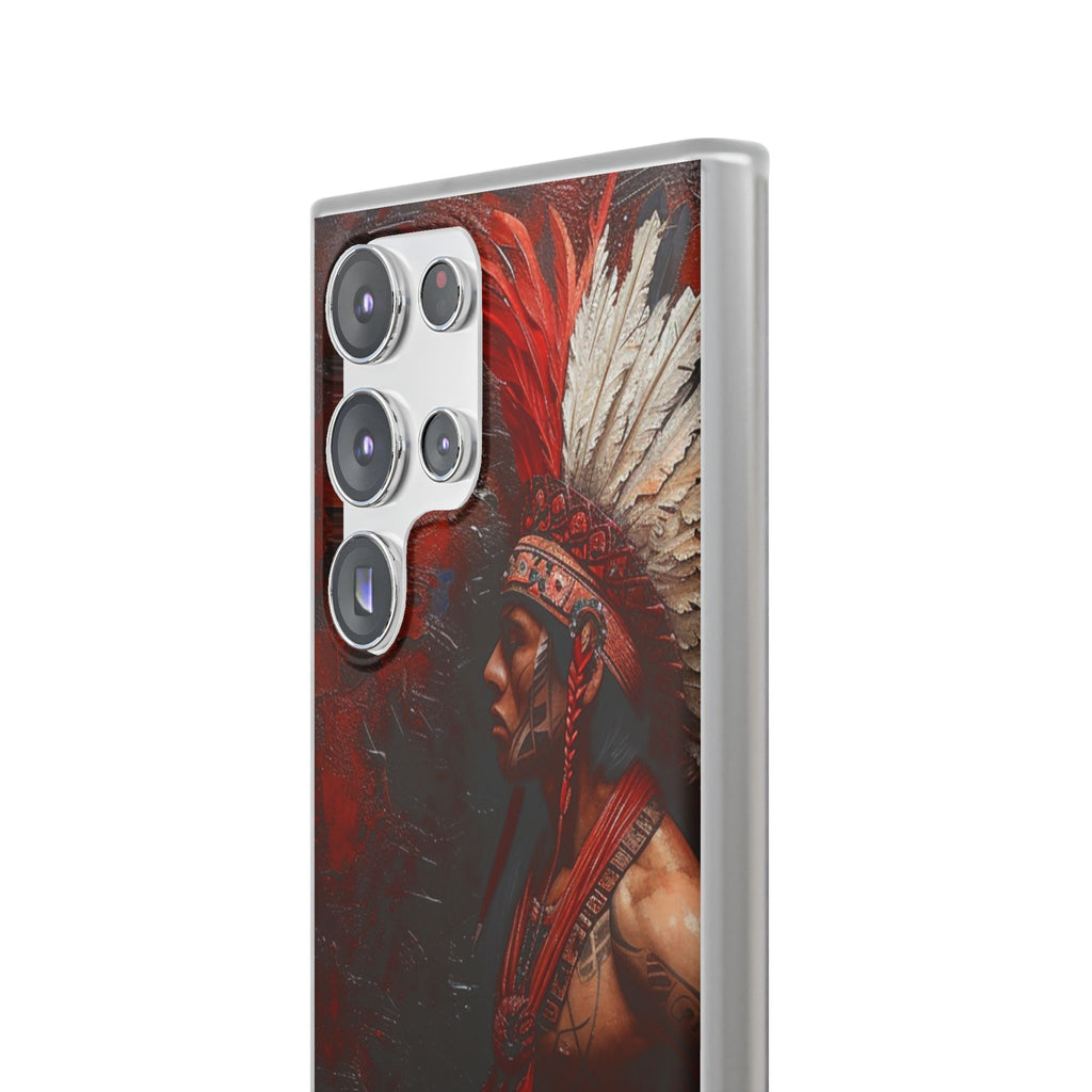 Aztec Noble Warrior – Flexi Phone Case (iPhone & Samsung • Clear TPU • Made in USA • Personalized Option)
