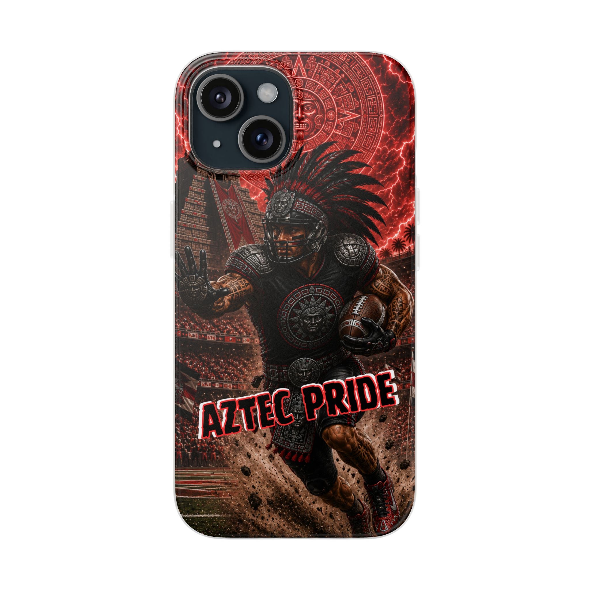 Aztec Football Warrior – Flexi Phone Case (iPhone & Samsung • Clear TPU • Made in USA • Personalized Option)